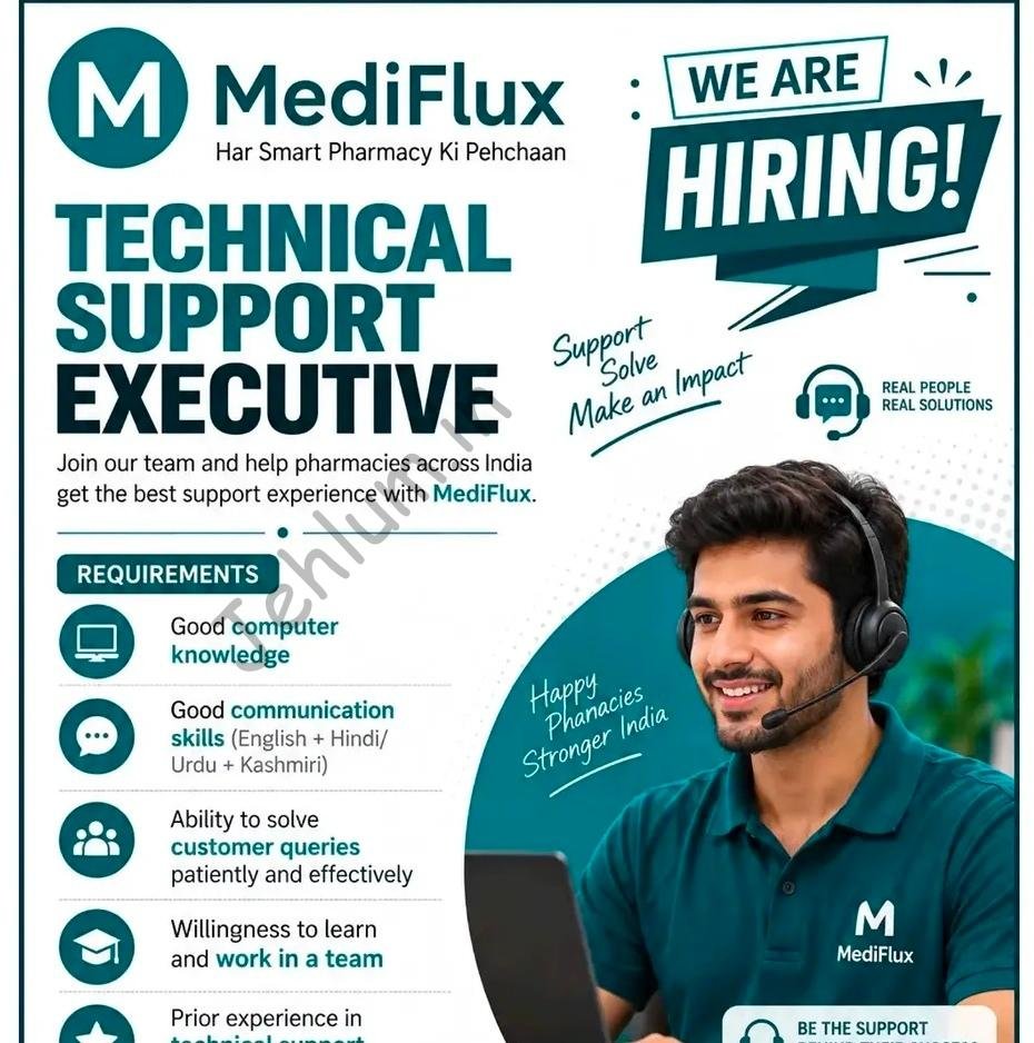 MediFlux Srinagar Technical Support Executive job opportunities 2026