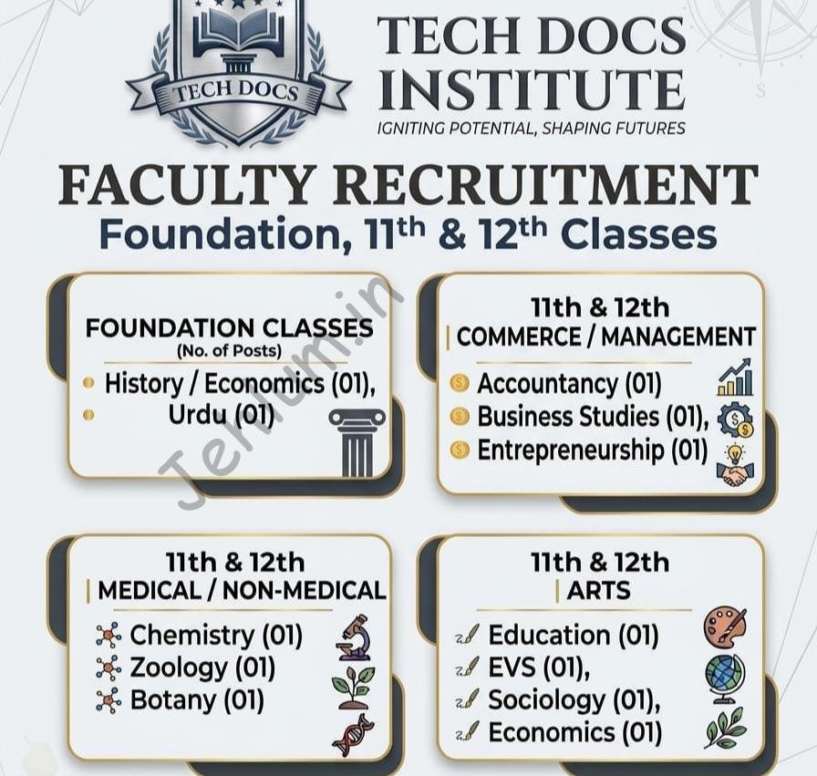 Tech Docs Institute Ganderbal Faculty job opportunities 2026