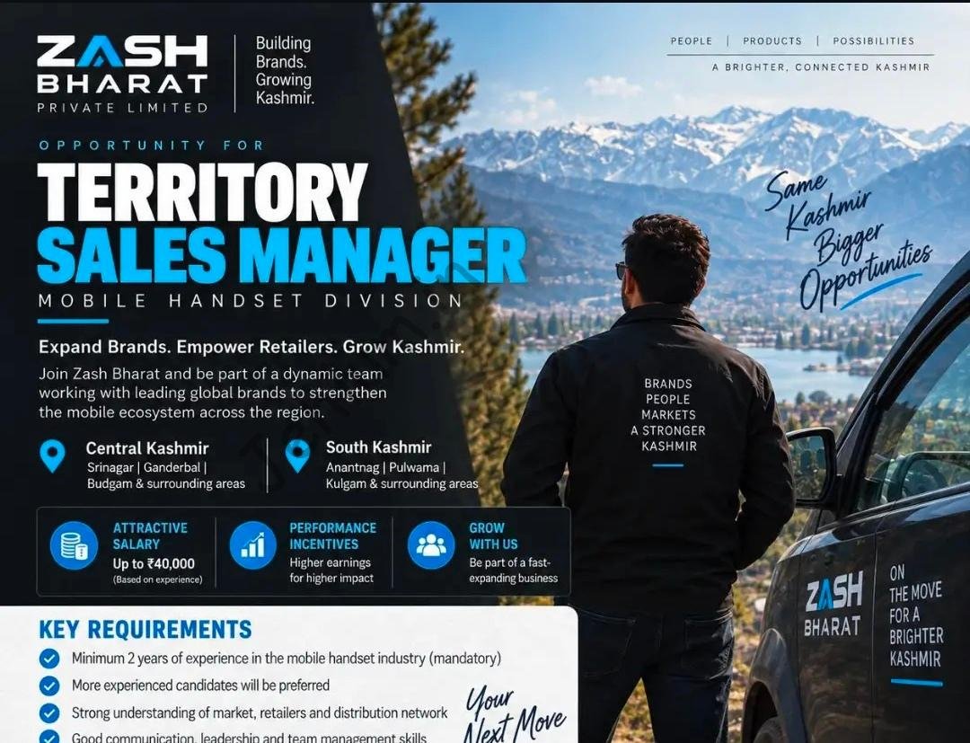 Zash Bharat Private Limited Srinagar Sales Manager job opportunities 2026