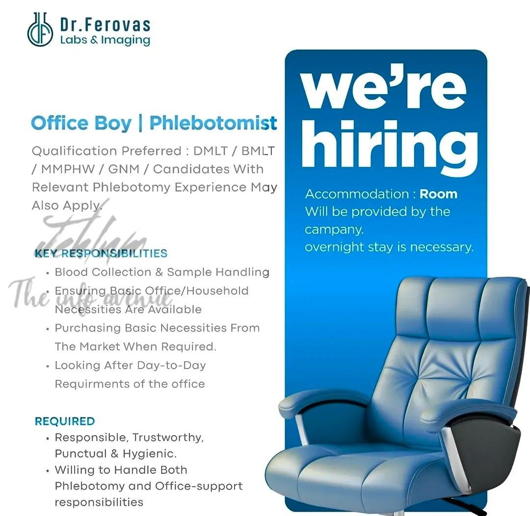 Dr ferovas labs and imaging Soura Srinagar Office Boy Phlebotomist job opportunities 2026