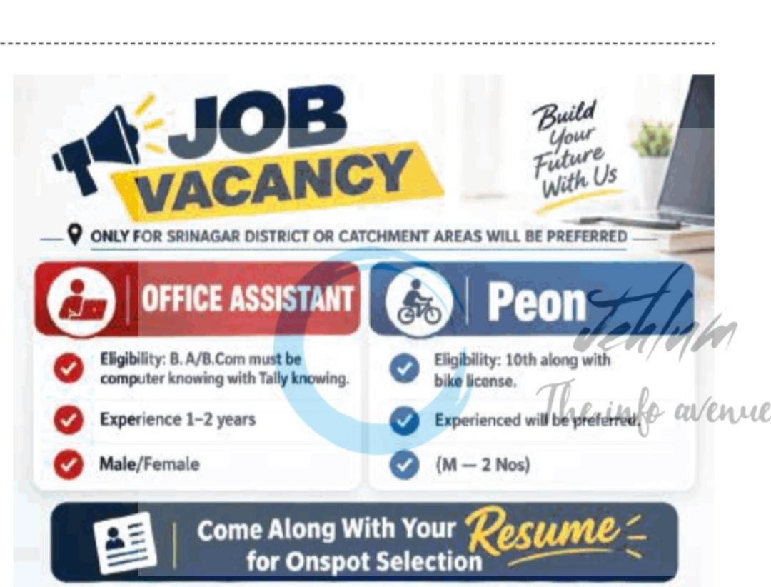 MIRACLE ADVERTISING AGENCY MAA Srinagar Office Assistant job opportunities 2026