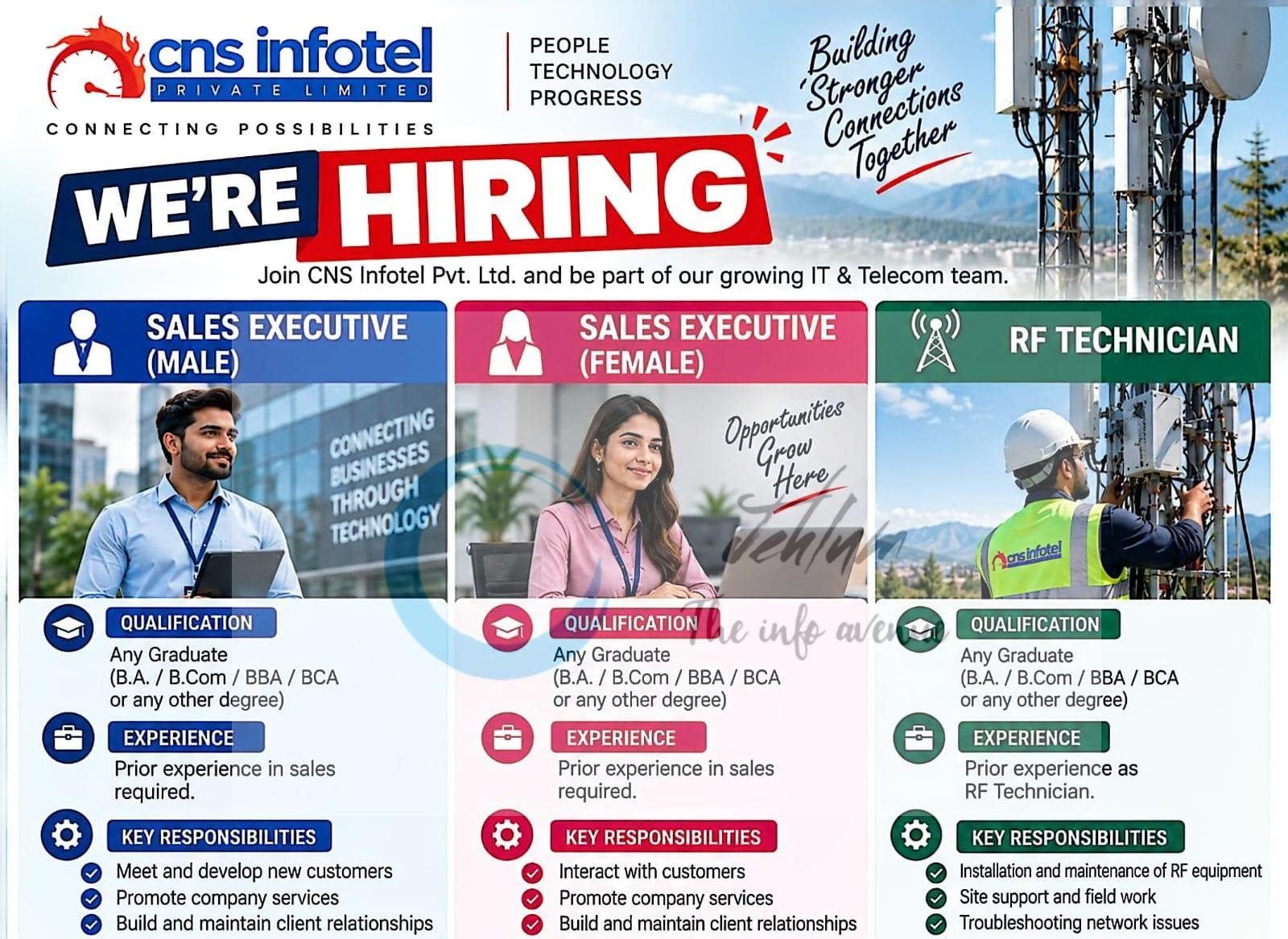 CNS INFOTEL PRIVATE LIMITED CIPL Srinagar Sales Executive RF Technician job opportunities 2026