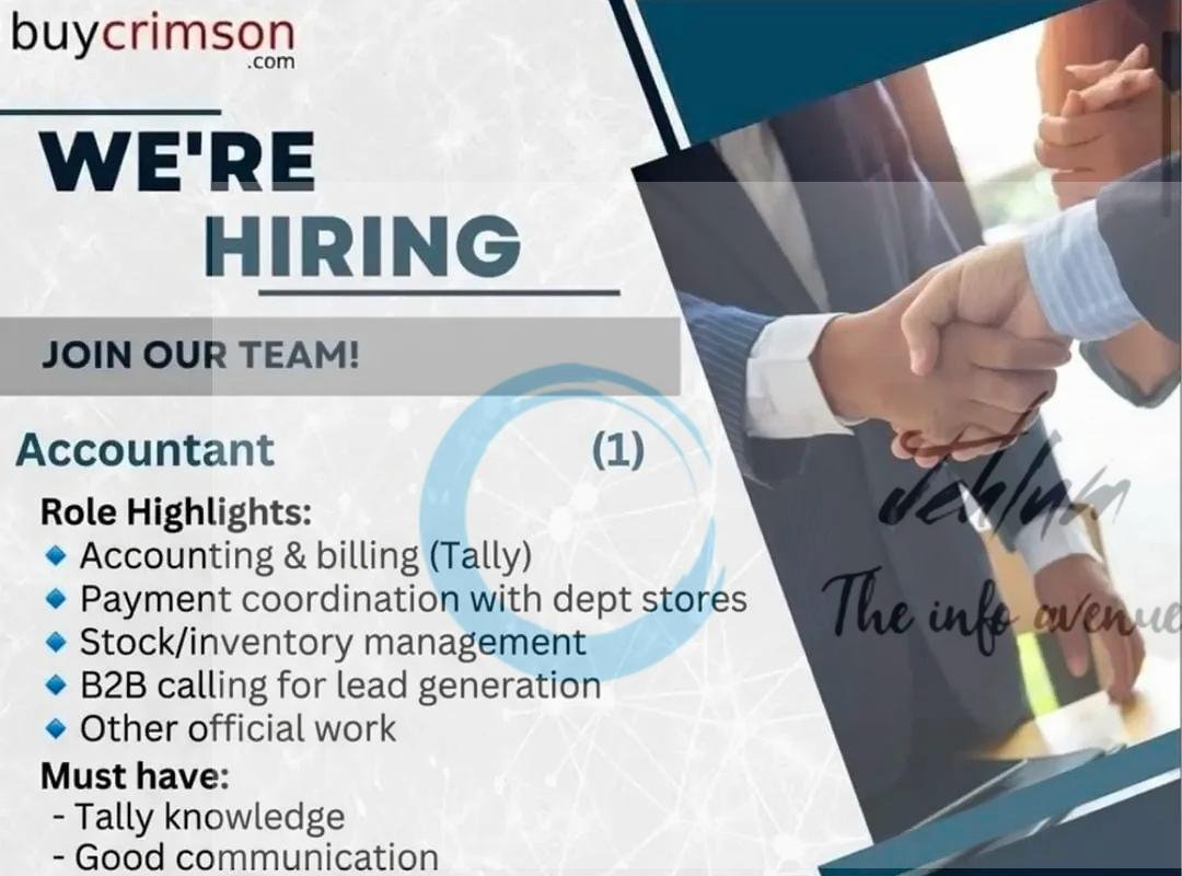 Buycrimson srinagar Accountant Tally job opportunities 2026