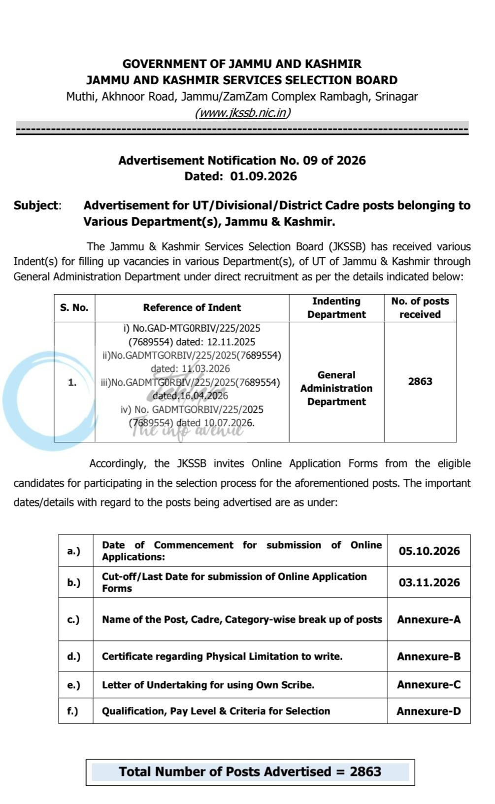JKSSB Class IV MTS Sanitation Worker Jobs Advertisement Notification No 09 of 2026