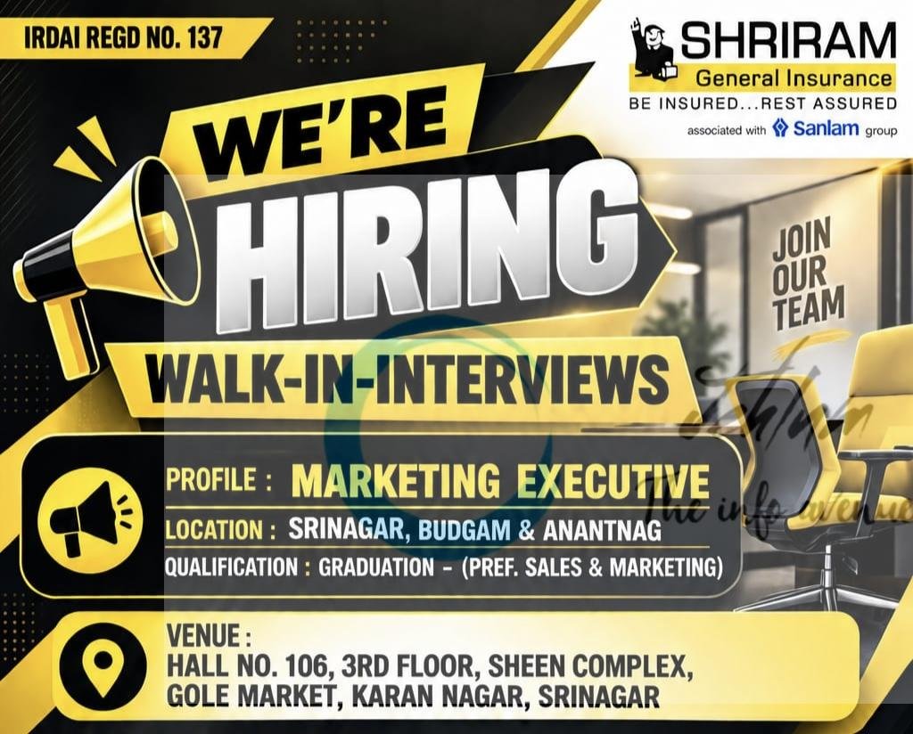 Shriram General Insurance Srinagar Marketing Executive Walk-In Interviews Notification 2026