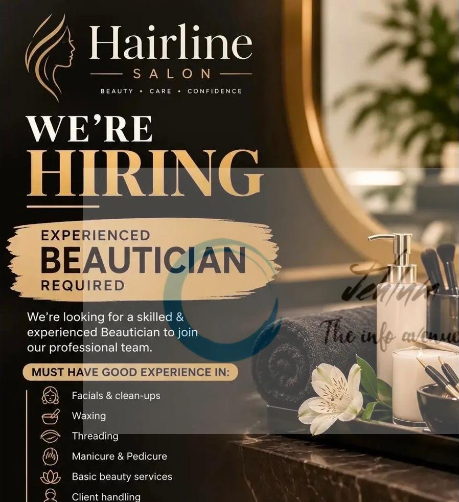 Hairline Salon srinagar Beautician Job opportunities 2026
