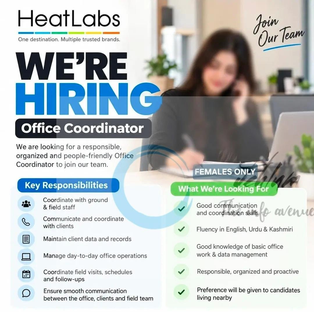 Heat Labs Srinagar Office Coordinator Job opportunities 2026