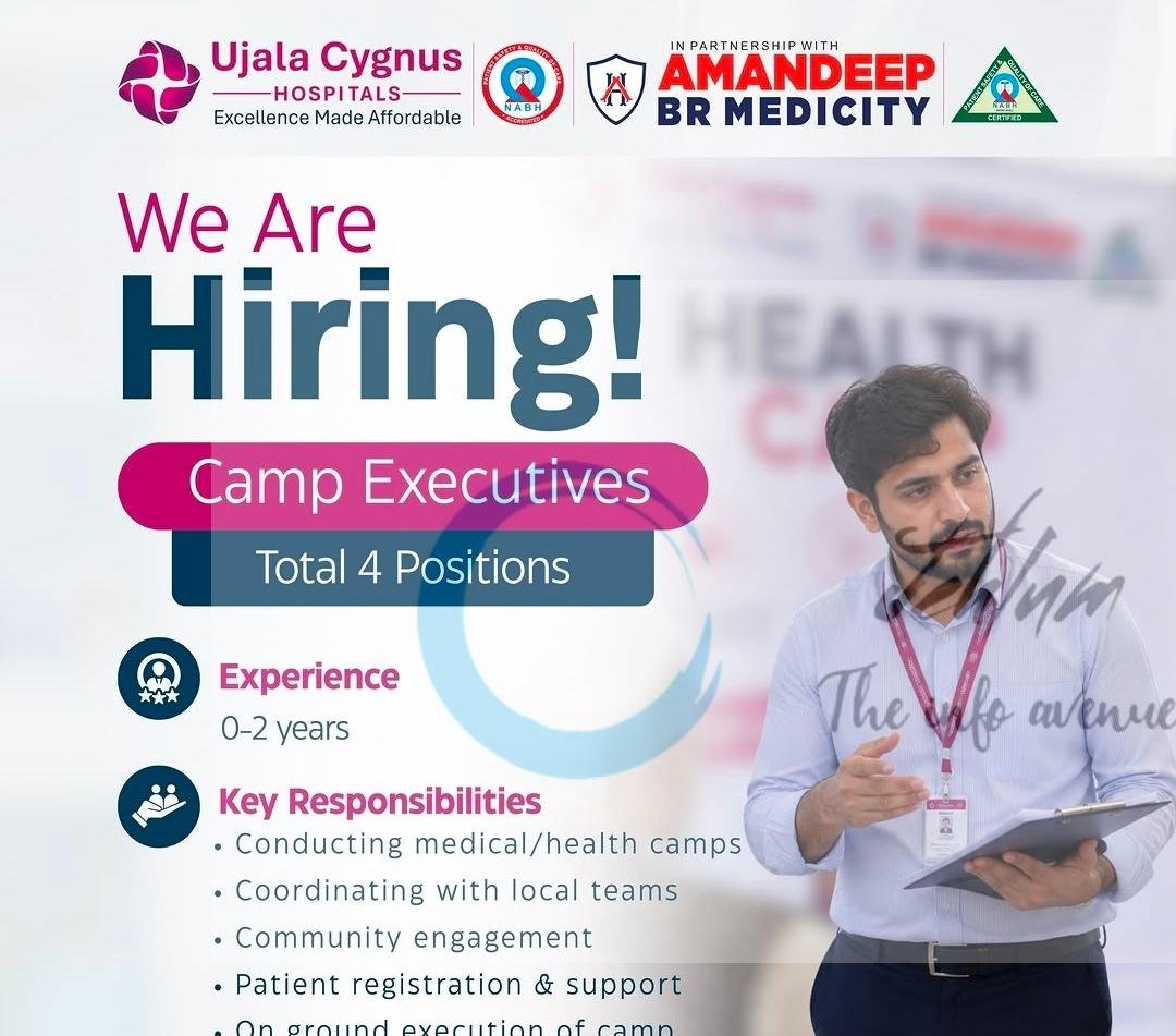 Ujala Cygnus Hospitals Srinagar Camp Executives job opportunities 2026