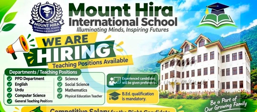 Mount Hira International School MHIS Ganderbal Teaching job opportunities 2026