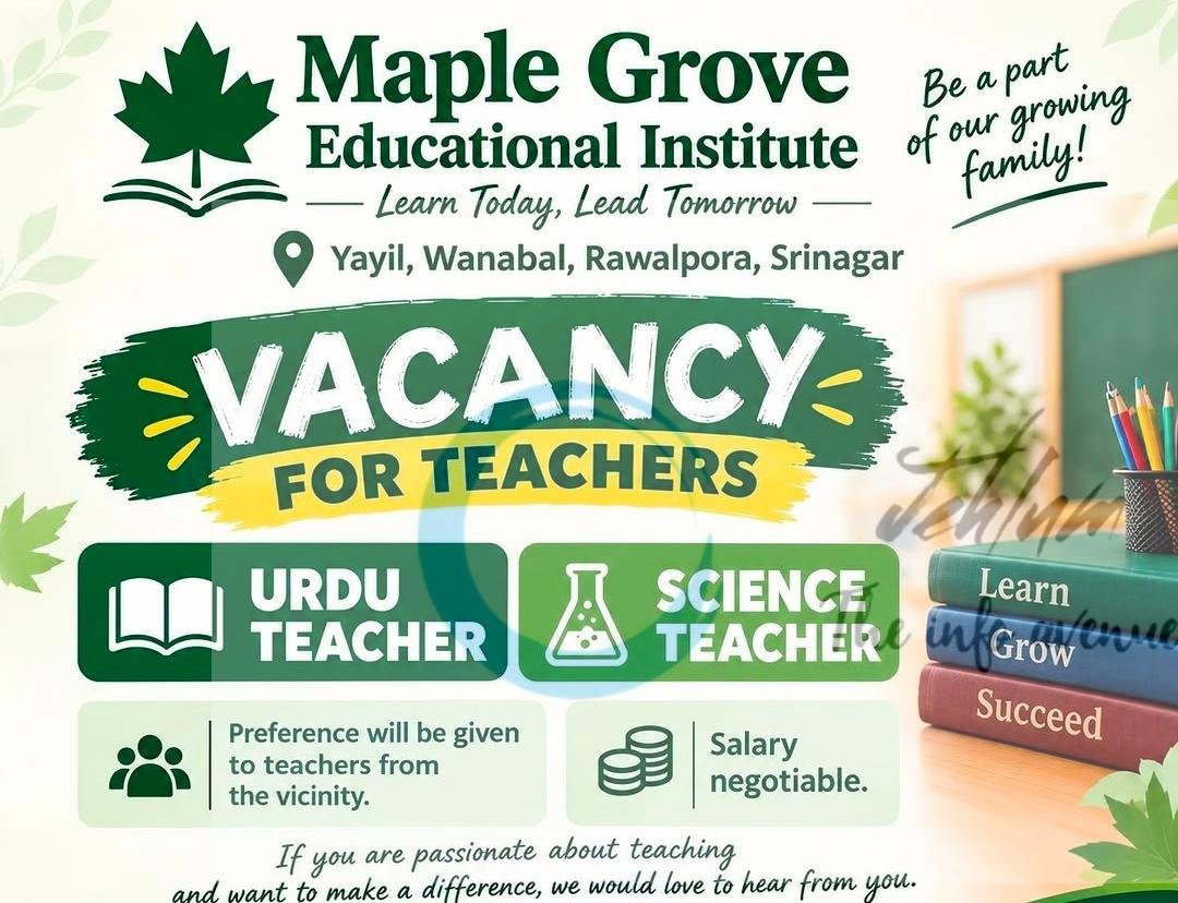 Maple Grove Educational Institute MGEI Srinagar teaching job opportunities 2026