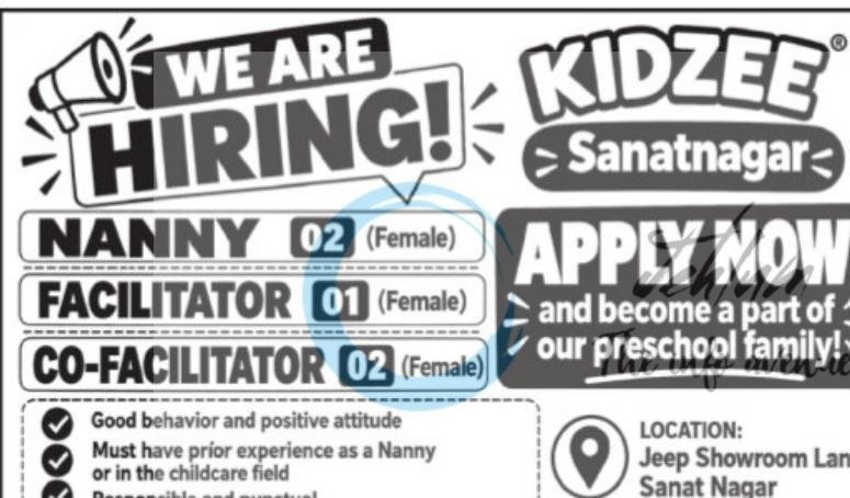Kidzee Srinagar Preschool Nanny Facilitator Co Facilitator Opportunities 2026