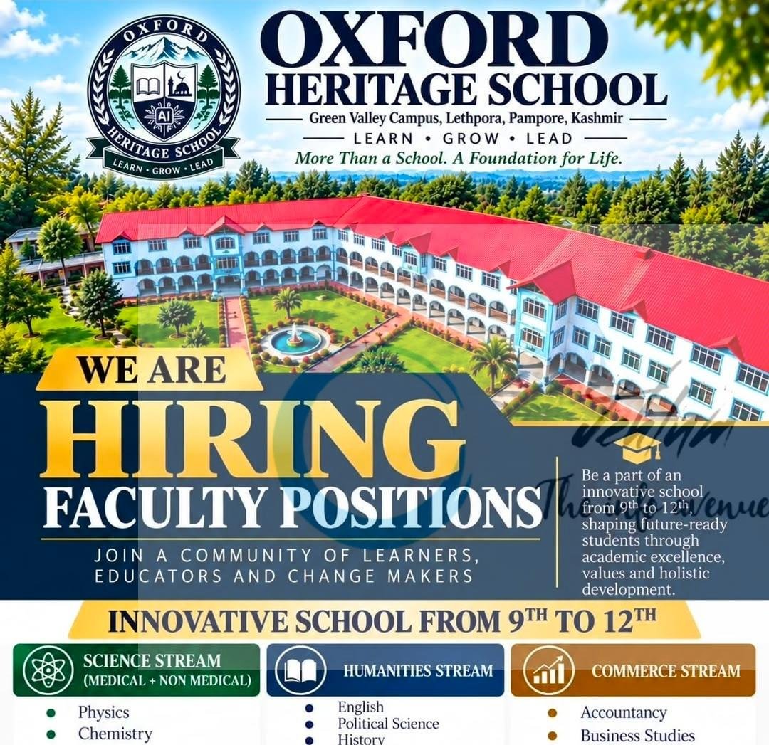 Oxford Heritage School OHS Green Valley Campus Lethpora Pampore Faculty opportunities 2026