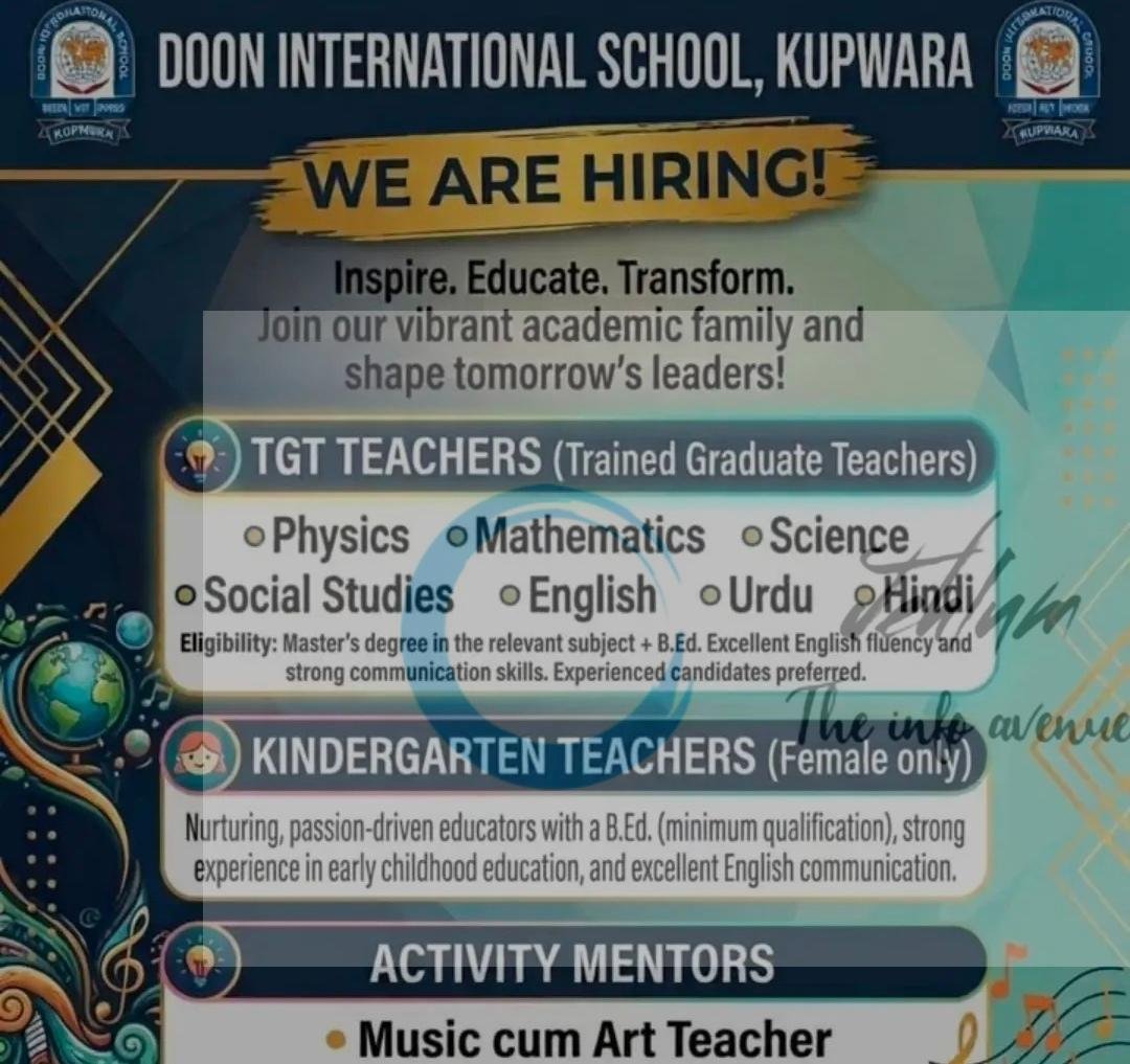 Doon International School DIS Kupwara teaching opportunities 2026
