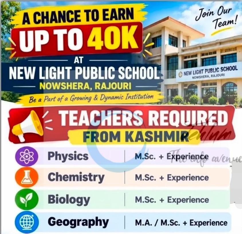 New Light Public School NLPS Nowshera Rajouri teaching job opportunities 2026