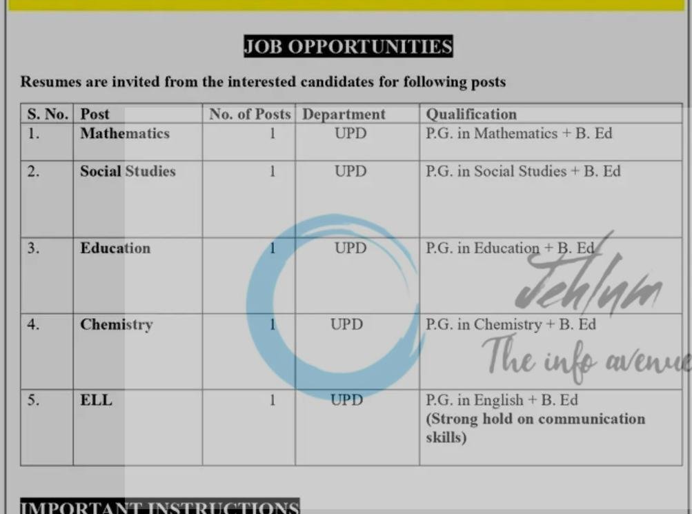 Oasis Educational Institute OEI Srinagar Teaching opportunities 2026