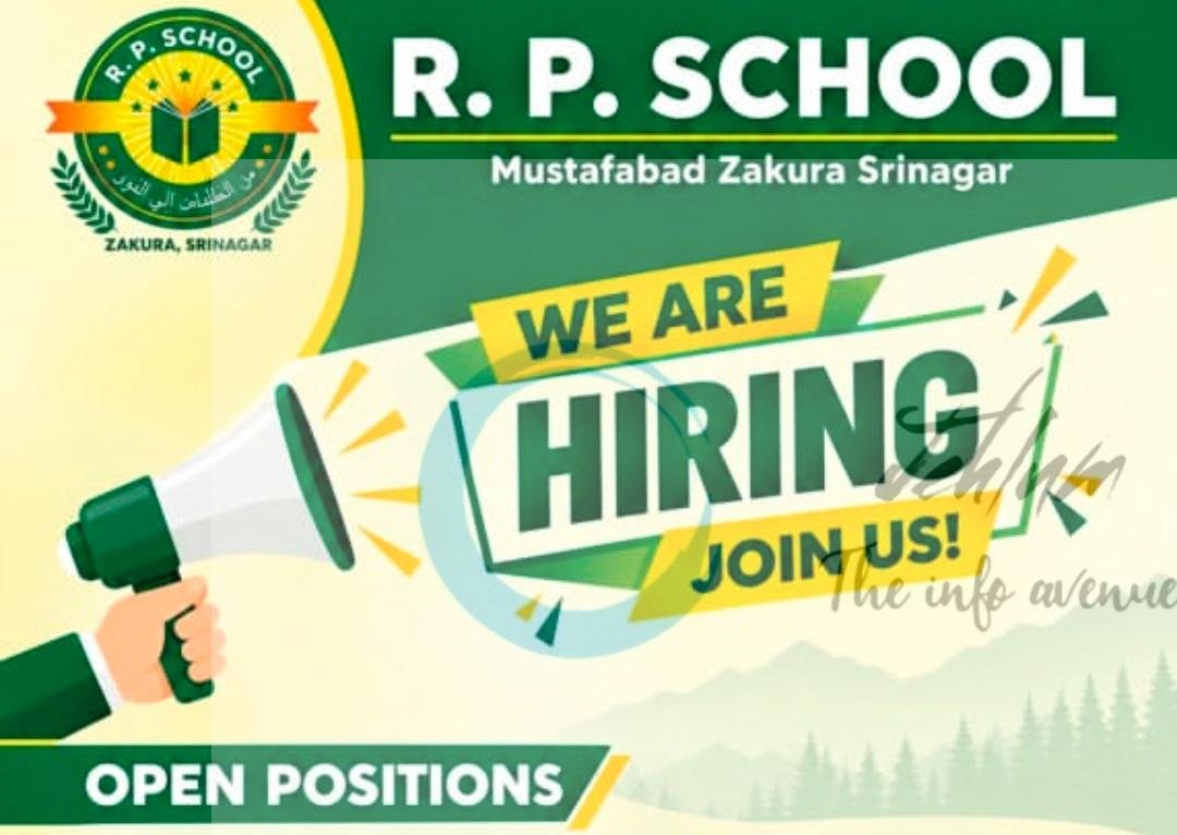 R P School Srinagar teaching job opportunities 2026