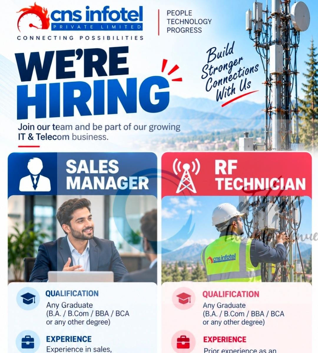 CNS Infotel Private Limited Srinagar Sales Manager RF Technician opportunities 2026