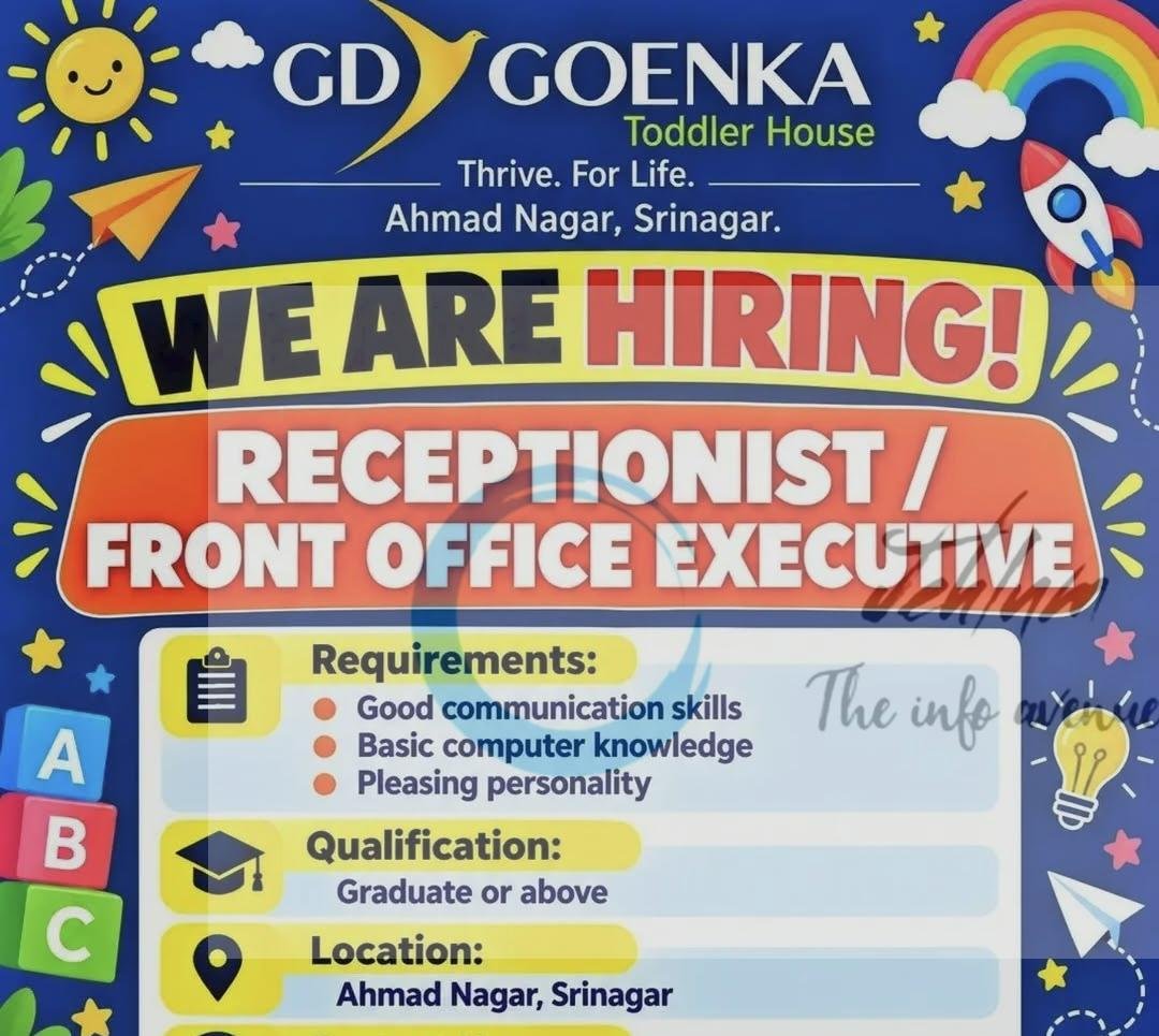 GD Goenka Toddler House Srinagar staff opportunities 2026