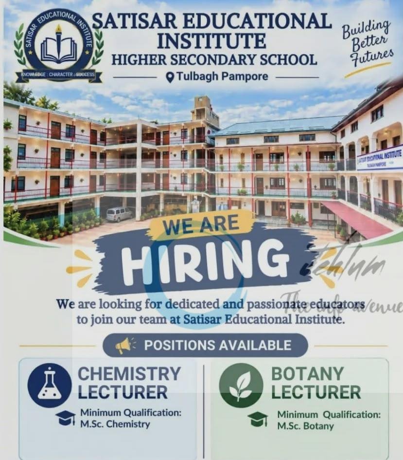 Satisar Educational Institute Higher Secondary School pampore teaching opportunities 2026