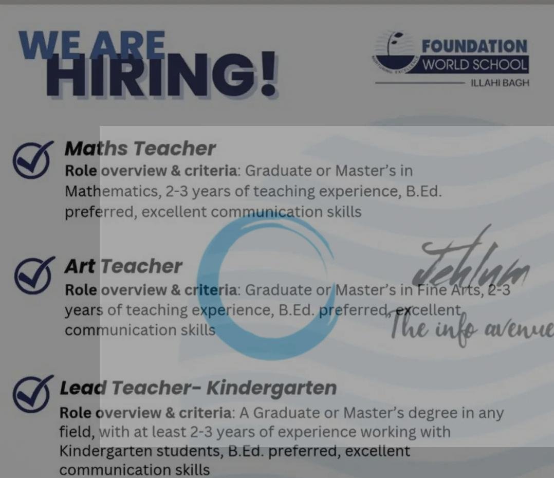 Foundation World School FWS Srinagar Jobs Opportunities 2026