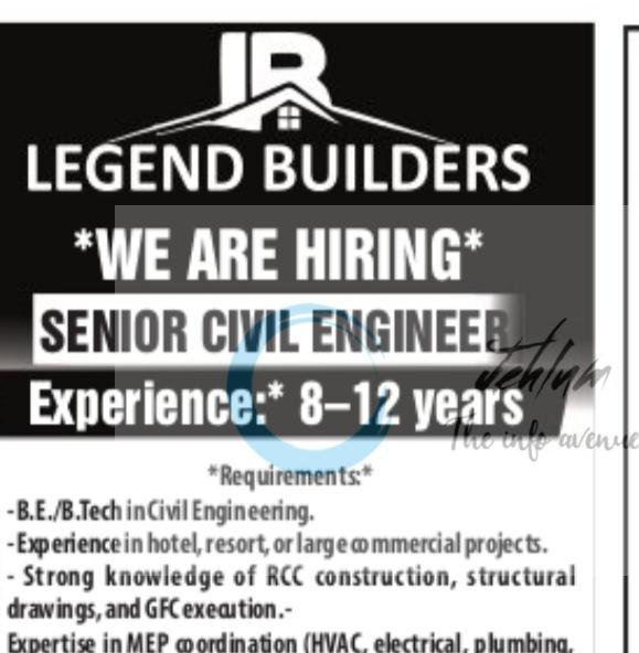 Legend Builders Srinagar Civil Engineer opportunities 2026