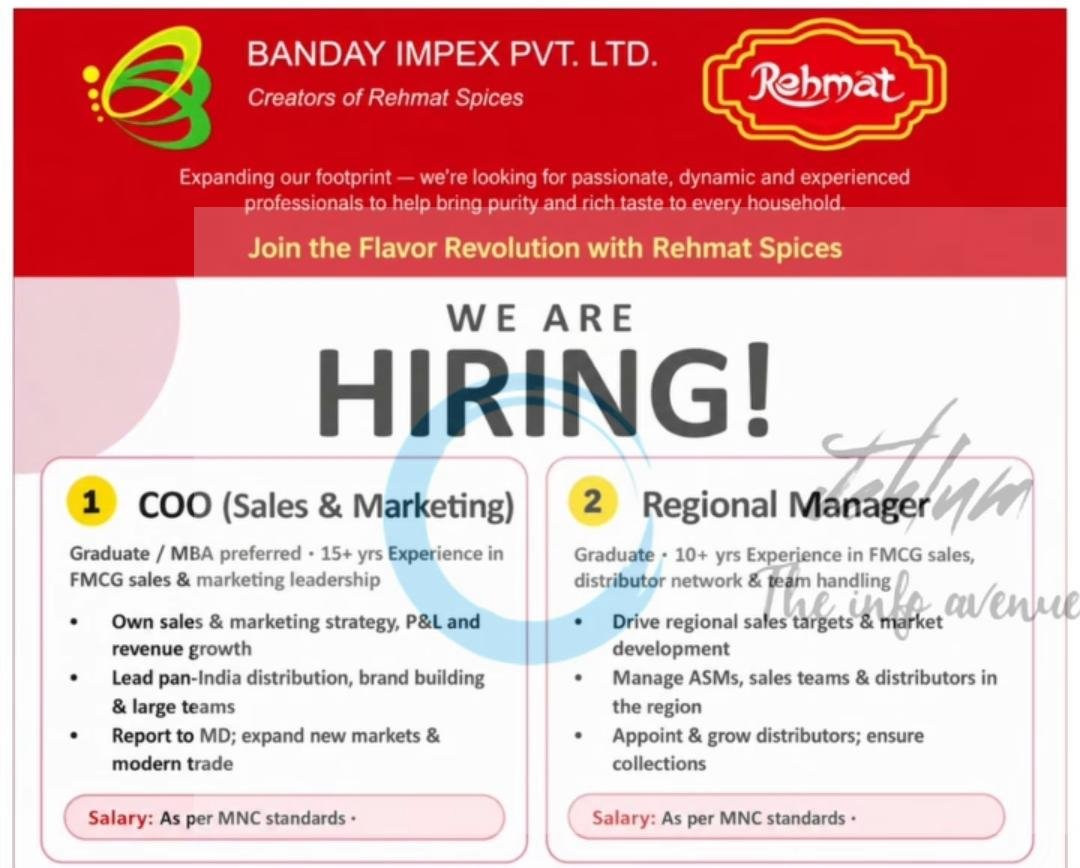 Banday Impex Pvt Ltd Srinagar Sales and Marketing opportunities 2026