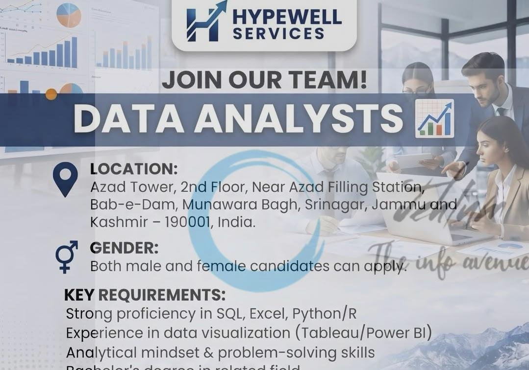 HYPEWELL SERVICES Srinagar DATA ANALYSTS opportunities 2026