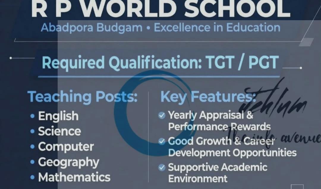R P WORLD SCHOOL Budgam education opportunities 2026