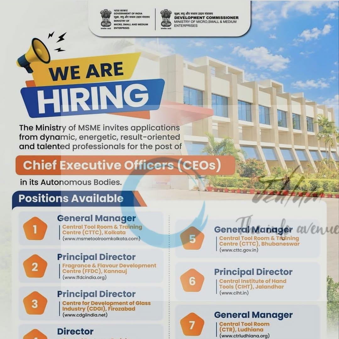 MINISTRY OF MSME CEOs opportunities 2026