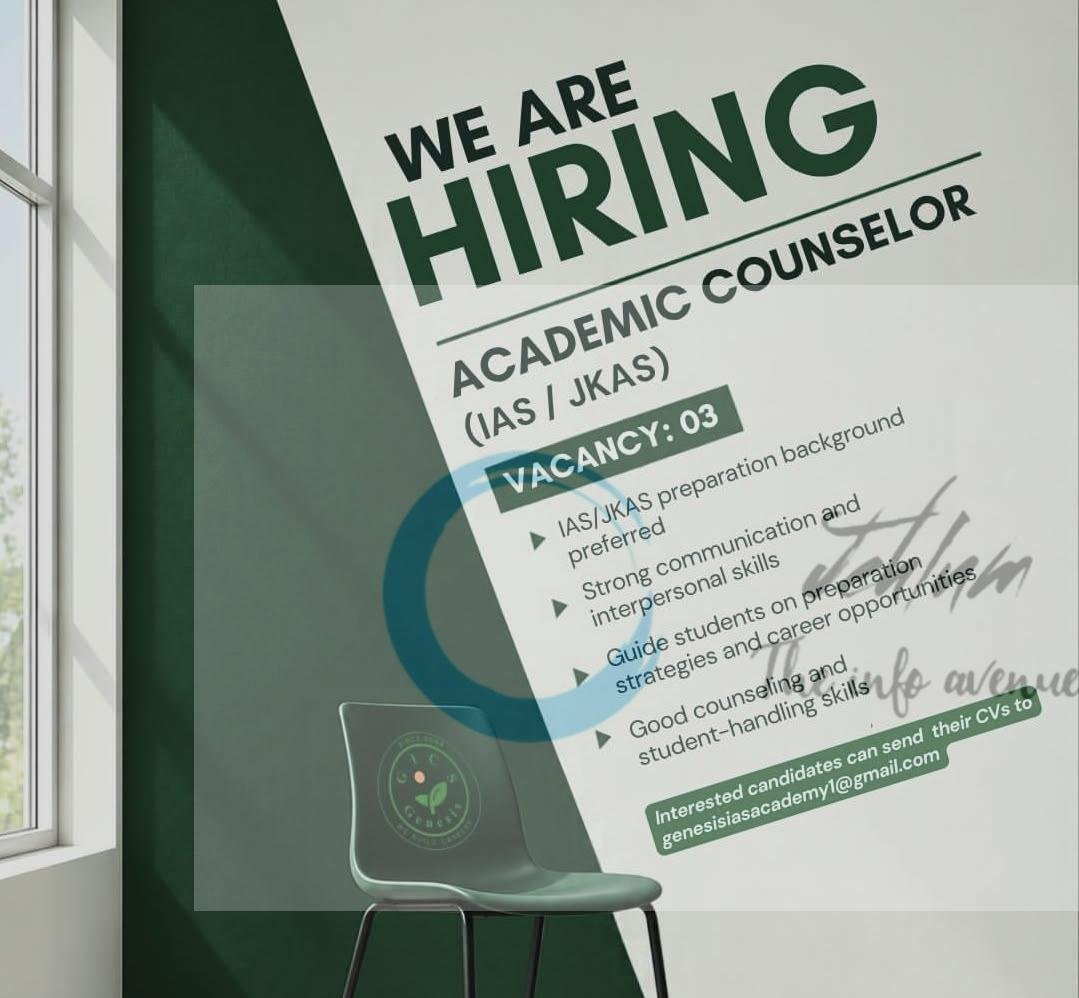 GENESIS IAS ACADEMY srinagarAcademic Counselor opportunities 2026